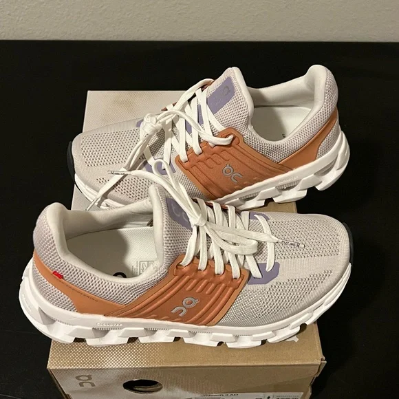 On Running Cloudswift 3 AD White and Tan Athletic Shoes - Picture 2 of 3